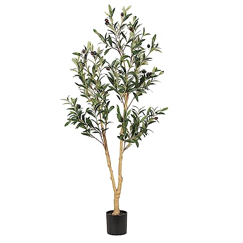 Realead 4ft Artificial Olive Tree, Fake Potted Olive Silk Tree, Tall Faux Olive Plants for Living Room Balcony Corner Home Office Decor by REALEAD - Used condition - US$43.47