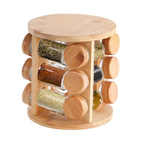 Seasoningjar - Estante de almacenamiento para tarros de condimentos, estante giratorio de 15 x 15 x 31 cm, organización sin esfuerzo/ahorro de espacio y multifuncional para cocina, sal y pimienta