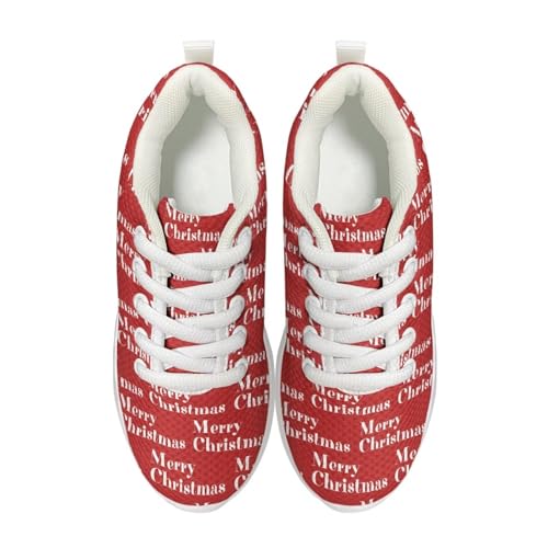 Fuxowvby Christmas Sneaker for Kids Christmas Print Shoes Comfortable Anti-Skid Lightweight Athletic Hiking Sneaker for Litter Kids Lace-Up Footwear Outdoor Running Sneakers for Big Kids White US 2