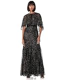 Adrianna Papell Women's Glitter Velvet Gown Set 2pcs, Black/Gold, 12