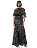 Adrianna Papell Women's Glitter Velvet Gown Set 2pcs, Black/Gold, 6