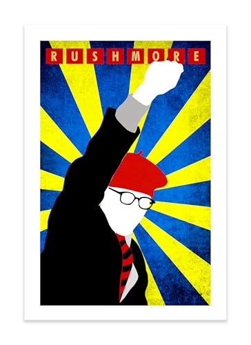 CultClassicPosters Rushmore Art Print – 13×19 Handmade Minimalist Poster Featuring Jason Schwartzman & Bill Murray Silhouettes – Photo Paper Wall Art Inspired by Wes Anderson