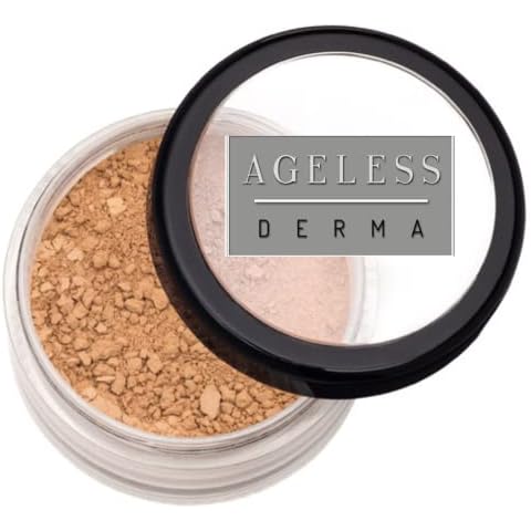 Ageless Derma Mineral Face Powder Foundation Makeup. Natural Full Coverage Loose Foundation with Vitamin and Green Tea. Made in USA Cover