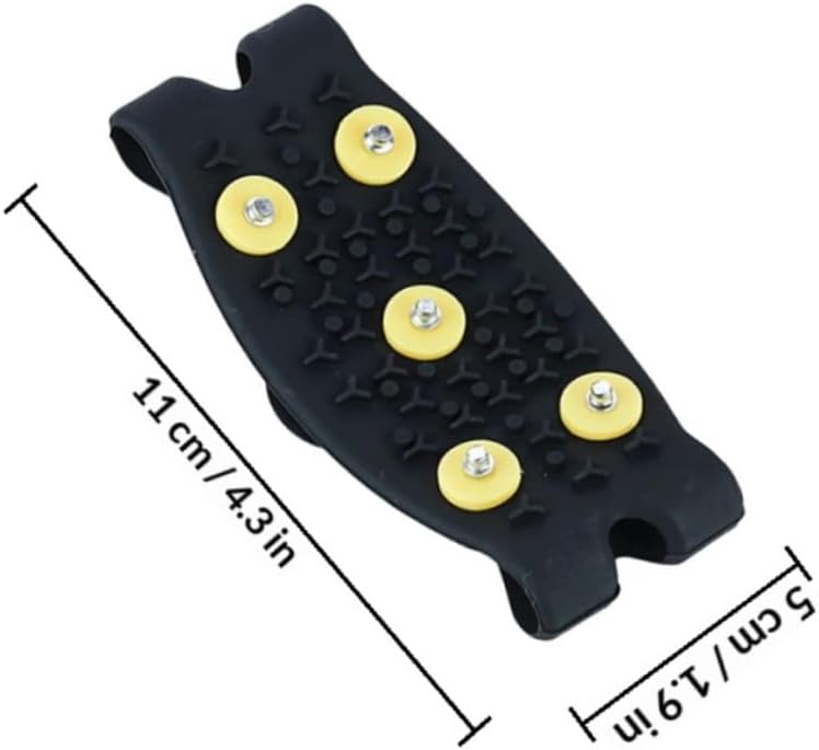 2 Pairs Ice Grippers Shoes Crampons 5-Tooth Yellow Buckle, TPE Non-Slip Climbing Anti-Slip Spikes for Winter Snow Outdoor Activities