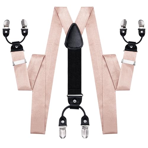 Image of Dubulle Suspender and Bow Tie for Men Paisley Solid Mens Suit Braces Pretied Bowtie and Handkerchief Cufflinks Formal Wedding