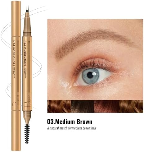 Pudaier 2 Pack Double-Tip Precise Microblading Eyebrow Pen (Medium Brown) - 1