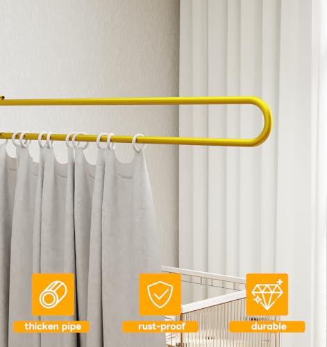 Image of U-Shape Privacy Partition Curtains, Wall-Mounted Room Divider with Metal Support, 6.56ft Medical Curtain for Bedroom, Beauty Salon, Fitting Room, DIY Setup
