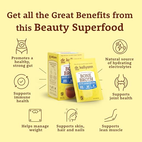 Image of Dr. Kellyann Greek Lemon Bone Broth Packets (7 Servings) - 16g Protein, Grass-Fed Hydrolyzed Collagen, Keto & Paleo-Friendly
