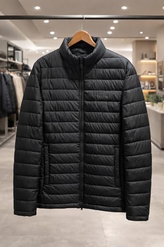 Image of BARKEYO Men's Winter Wear Black Puffer Bomber Biker Regular Wear Casual Jacket For Men