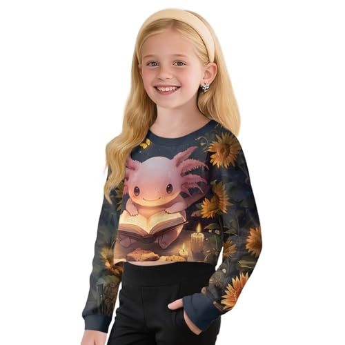 Girls Crop Tops Kids for Years 5-14 Crewneck Long Sleeve Cute Clothes for Girls Cropped Pullover Holiday3