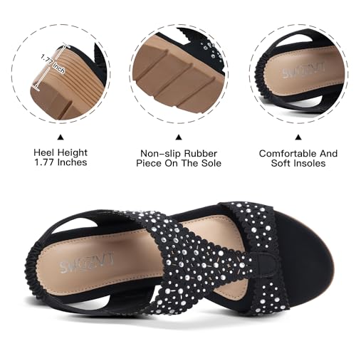Image of Wedge Sandals Women Dressy: Summer Low Wedges Comfort Sandal - Comfortable Strappy Casual Womens Sandals