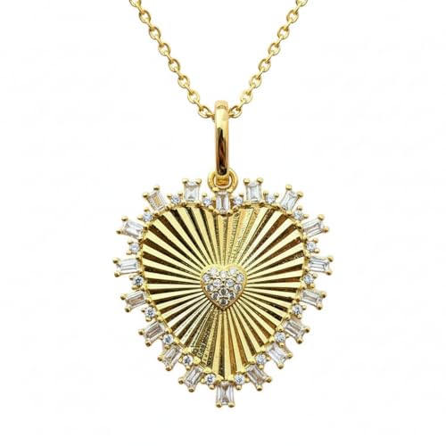 Médaillon cœur en oxyde de zirconium et laiton plaqué or précieux par LKBEADS