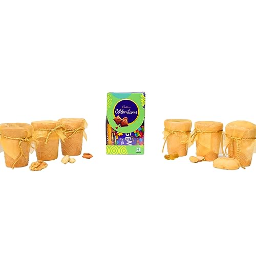 Image of NUTRI MIRACLE Dry Fruits Chocolate Nuts Hamper | Eco Friendly Edible Cups Diwali Gift