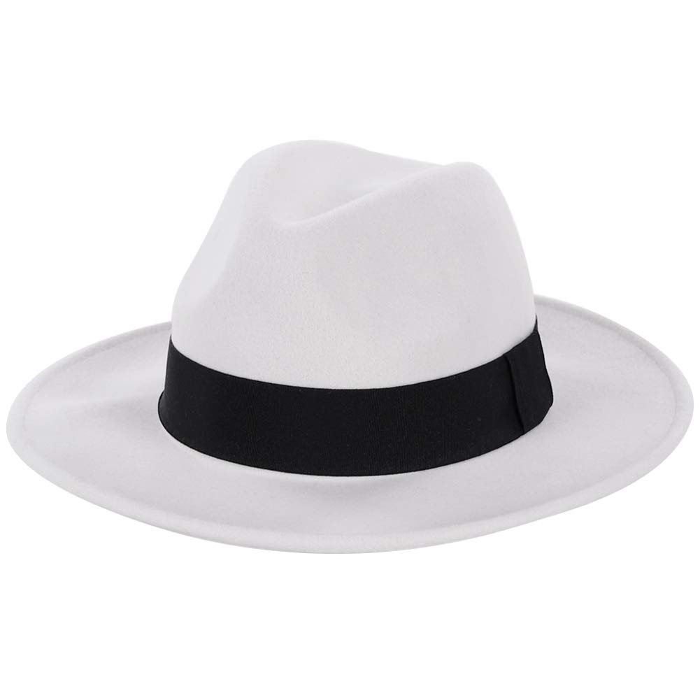 FORBUSITE Wool Felt Wide Brim Fedora Hats for Women Men