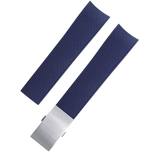 Bracelet montre 21mm caoutchouc imperméable bleu pour sport nautique