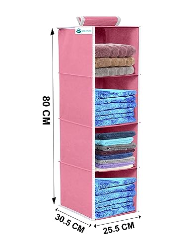 Image of Hanging Organizer (Pink Black, Pack of 2 (4 Shelf))
