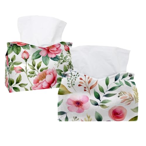 Housse de boîte à mouchoirs rose fleurie pour support décoratif de salle de bain - 2