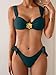 Eomenie Women's Bikini Sets Two Piece Metal Swimsuits V Neck Lace Up Bathing Suits Sexy Wide Strap Tie Back Swimwear Peacock Green