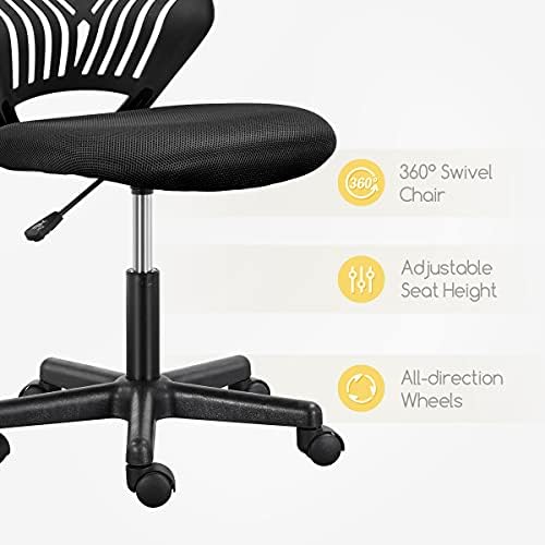 costoffs Armless Computer Chair Home Office Chair Adjustable Study Chair for Students with Back Support and Wheels for Home Work Black