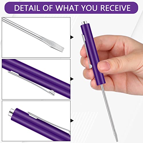 Honoson 10 Pieces Pocket Screwdriver Mini Tops and Pocket Clips Magnetic Slotted Small Screw Driver with a Single Blade Head for Mechanical, Electrician(Purple) by Honoson - Image 3