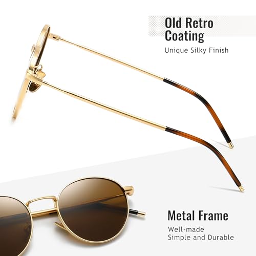 Image of SUNGAIT Polarized Classic Small Vintage Round Sunglasses For Women Men Classic Metal Frame Retro