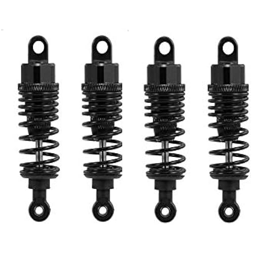 Hooshion 4 Pack Adjustable Oil 60mm 85mm 100mm Front and Rear Metal Shock Absorber Damper for 1/10 RC Car Truck Parts Crawler Type Axial SCX10 TRX4 D90 (Black, 60mm)