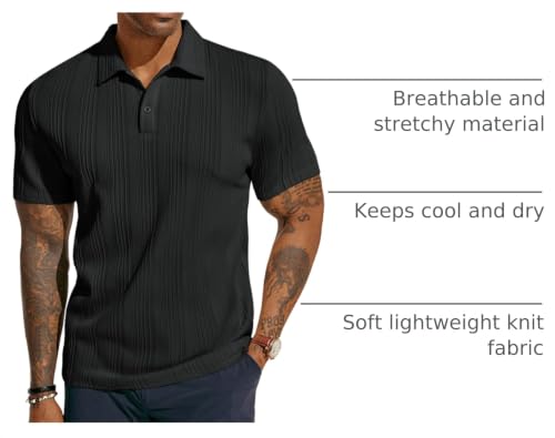 Image of PJ PAUL JONES Mens Polo Shirts Short Sleeve Textured Knit Polos