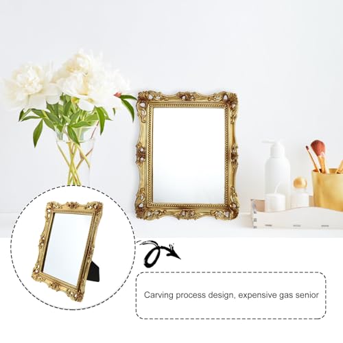 Miroir de maquillage rétro pour corriger le manque de lumière reflet net et cadre or sculpté