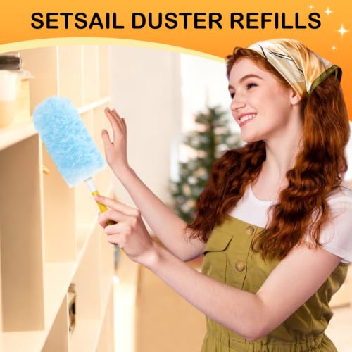 Image of SetSail 25 Count Duster Refills Compatible with Swiffer Dusters, Blue | Compatible with Swiffer Dusters,Disposable Duster Refill,Multi Surface 360 Duster Cleaner,for Ceiling Fan, Blind, Furniture