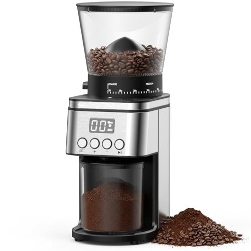 Conical Burr Coffee Grinder, Electric Coffee Grinder with Adjustable Settings, Conical Burr Mill with Easy-Clean Design – for Espresso, Drip, French Press & Cold Brew