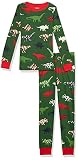 Hatley Jungen Organic Cotton Long Sleeve Printed Pyjama Set Pyjamaset, Festive Dinos, 7 Jahre