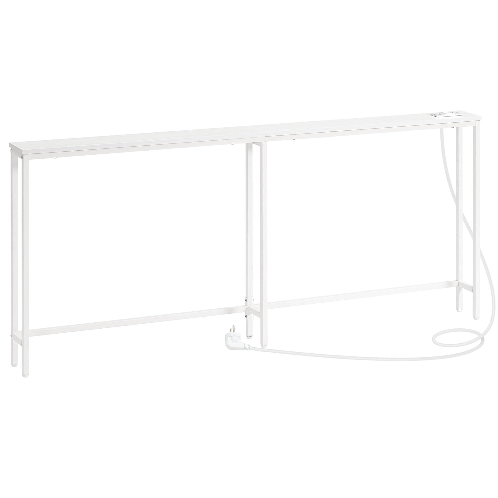 HOOBRO Console Meuble avec multiprise, Table Console avec Station de Charge, Bout de Canapé étroit, Console derrière Le canapé, pour entrée, Couloir, Hall, Blanc EWT185CXG01