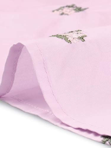 Image of Allegra K Women's Shirt Dress A Line Embroidered Floral Mini Dresses | Casual, Collar, Long Sleeve, Button Down, Half Placket, Invisible Zipper, Knee Length
