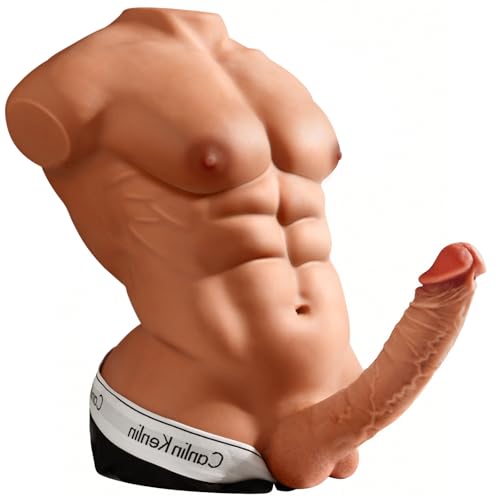 Isskis 24LB Large Male Sex Doll with Flexible Dildo for Women, 6.8in Huge Cock Realistic 3D Muscular Male Torso Sex Dolls with Tight Anal Unisex Masturbator Big Sex Doll for Les Gay Couple Sex Toys