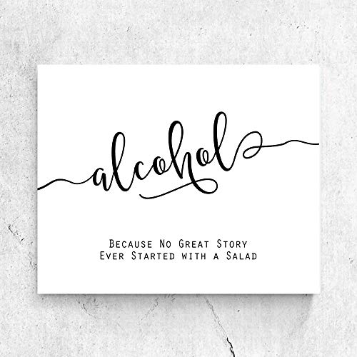 Alcohol Sign, Wedding Bar Sign, Wedding Decor Reception Signs, Wedding Decor, Wedding Signs, Bar Decorations, Wedding Signage, Alcohol Bar Sign 8x10 Inches No Frame