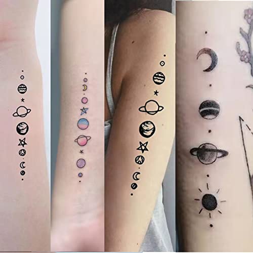 Temporary Tattoo Of Fantasy Starry Sky , Waterproof Colorful Temporary Tattoos Fake Tattoos That Look Real And Last Long Tattoo Stickers Watercolor Mixed Style Body Art Temporary Tattoos For Women Girls Kids (Navy Blue) #TOP6