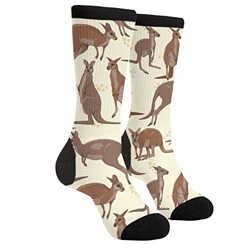 Kangaroo Different Poses Kangaroo Wild Animal Funny Cool Sock Novelty Casual Crew Socks For Man Woman