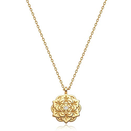 OSIANA Goldmünze Halskette für Frauen 18 Karat vergoldet Vintage Hammered Disc Bauhinia Griechische Münze Anhänger Halskette Glücksbringer Einzigartiges elegantes Schutzgeschenk für Sie Cover