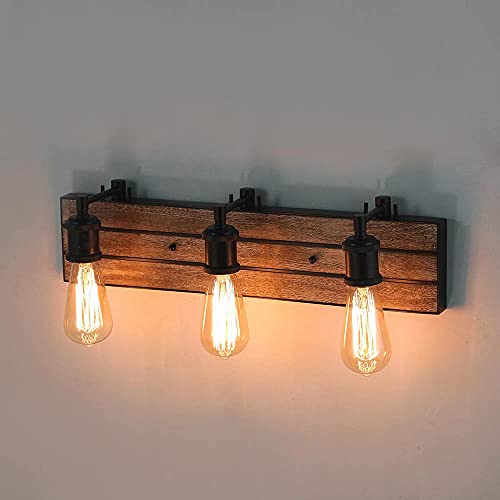 LOG BARN Vanity Lights, Bathroom Fixtures in Rustic Wood and Oil Rubbed Metal Finish, Farmhouse Wall Sconces with Adjustable Sockets Over Mirrors by LOG BARN - Image 5