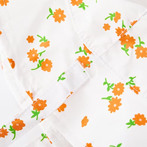 Bonbonpomme Baby Bucket Sun Hat Reversible Infant Girls Bucket Hat Sun Protection Breathable Cotton Cap With Chin Strap 6-12 Months Orange Flower #TOP4