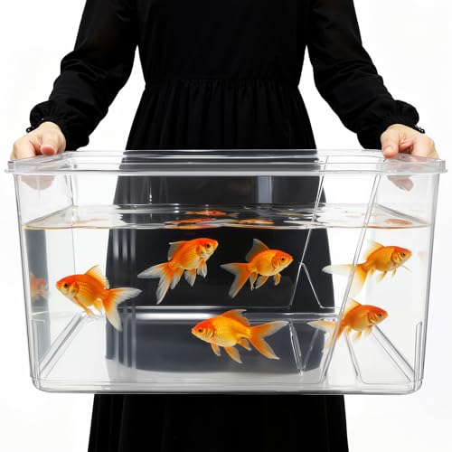 Image of Geelin 7 Gallon Plastic Fish Tank Large Bowl Shatterproof with Crystal Clear Clarity for Terrarium, Flower Vase Centerpiece Gift for Fish Lovers (Square)