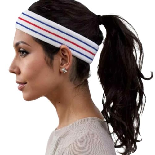 Image of COUVER Tennis Headband - Cotton Terry Cloth Sweatband for Men & Women - High Absorbency Athletic Hairband for Gym, Basketball & Running - 1 Piece