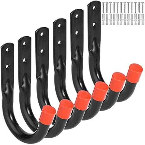 Yisunnan Wall Mount Utility Hooks Heavy Duty Steel Garage Storage Hanger Multi-Tools Holder Hanging Organizer (6 Pcs Black 4" Small J Hook) Cover