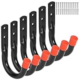 Wall Mount Utility Hooks Heavy Duty Steel Garage Storage Hanger Multi-Tools Holder Hanging Organizer (6 Pcs Black 4
