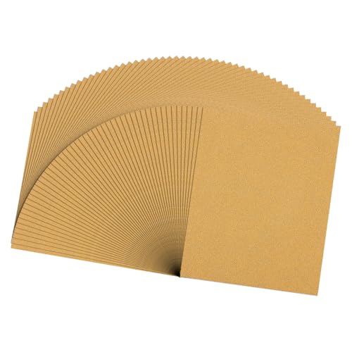 Rebower 50 Pcs 80 Grit Sandpaper 9 x 11 Inch Sand Paper Alumina Gold
