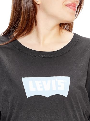 ليفايس تي شيرت ايكونيك برسومات للنساء، مقاس M، لون اسود كافيار