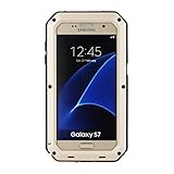Galaxy S7 Case,Mangix 3C-Aone Gorilla Glass Luxury Aluminum Alloy Protective Metal Extreme Shockproof Military Bumper Finger Scanner Cover Shell Case Skin Protector for Samsung Galaxy S7 (Gold)