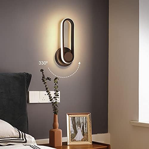 Wall Lamp 330 Angle Adjustable Modern led Wall Lights for Bedroom Corridor Foyer Bedside Living Room Wall lamp fixtures (Color Temperature : Warm White Size : Black Color) (Cool White White Color)