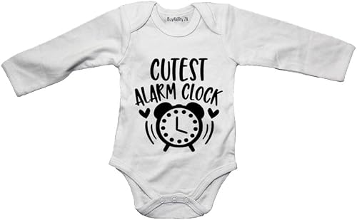 Cutest Alarm Clock - Baby Grow White Long Sleeve