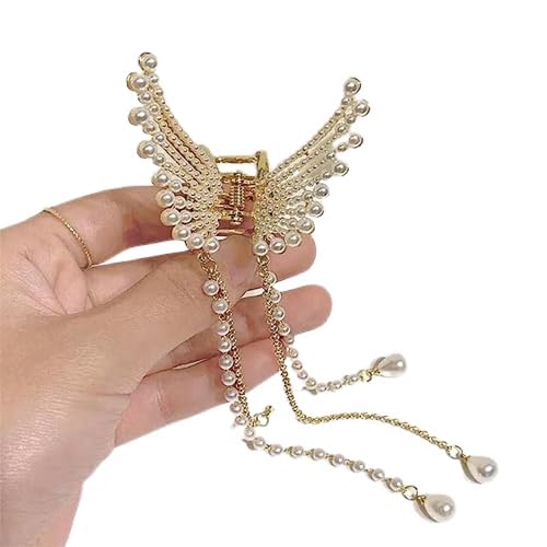 Butterfly Hair Clips for Women and Girls, Metal Claw Clips, Bridal Hair Accessories, Golden, 12 Pieces